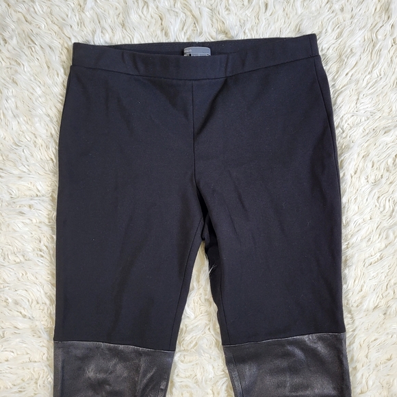 VINCE Mixed Media Ponte Knit Leather Leggings Size Large - Picture 2 of 14